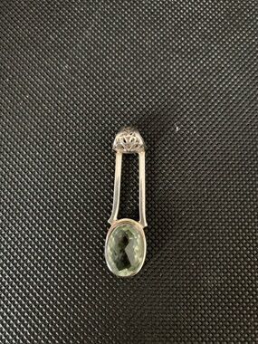 .925 Silver sage green topaz Drop Pendant